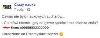 Co mówi chemik gdy na głowę spadnie mu sztabka złota.png
