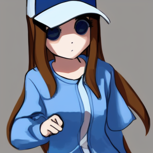 Waifu Diffusion - Long-haired girl in baseball cap. Digital art.png