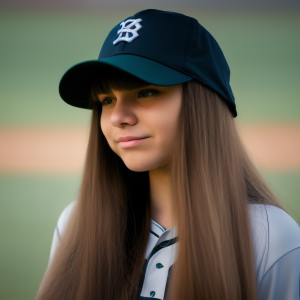 Long-haired girl with straight hair and blunt bangs is wearing baseball cap. Dreamlikeart.png