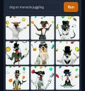 Dog on monocle juggling