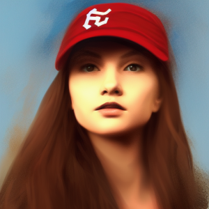 Stable Diffusion - Long-haired girl in baseball cap. Digital art.png